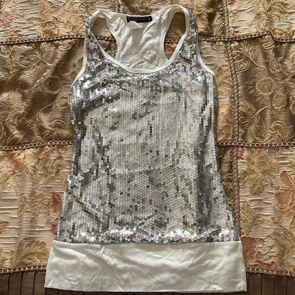 Silver sequin tank top